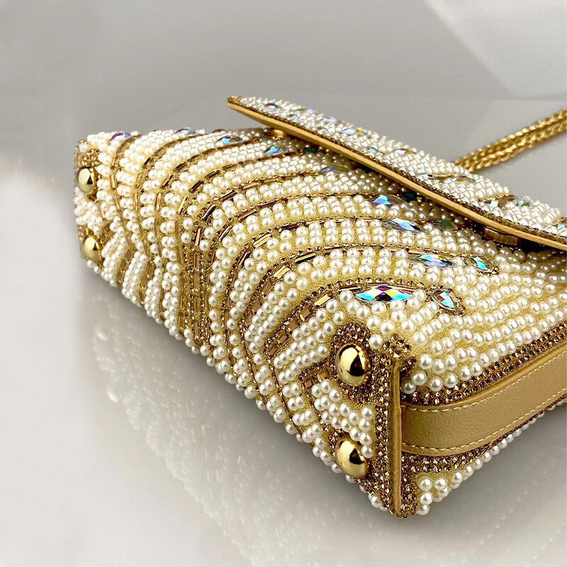 حقيبة ذهبية من اللؤلؤ من JIOMAY للنساء ، تصميم جديد ، محافظ عصرية ، حقيبة فاخرة ، حقائب حفلات متعددة الاستخدامات ، تصميم شخصي ، حقيبة حمل