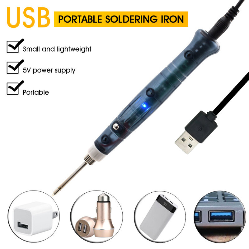 Portable Mini Soldering Iron Electric USB Soldering Iron 450°C Temperature 25s Auto Sleep Soldering Kit with Tin Wire