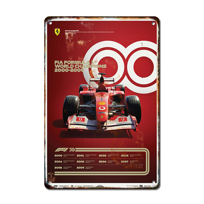 Affiche en métal de la flotte de voiture de Formule 1 80S, 18/Sign, Racing F1 Wall Art, Home Decor, Manage Board, Modern Home Wall Decor, Mural