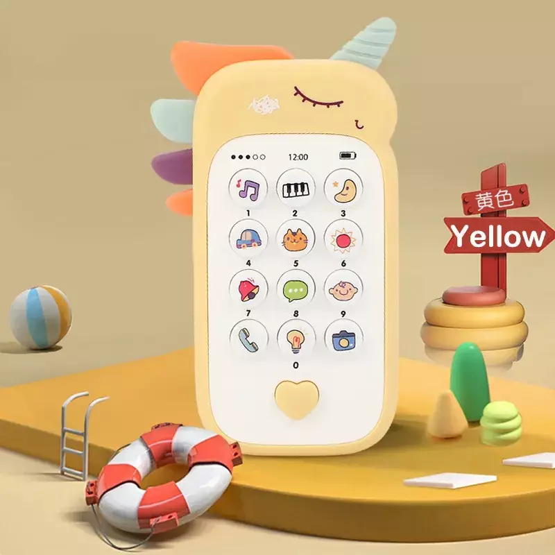 아기 만화 시뮬레이션 음악 라이트 전화 장난감, 어린이 조기 교육 이야기 기계, 이중 언어 학습 소리, 귀여운 동물 장난감