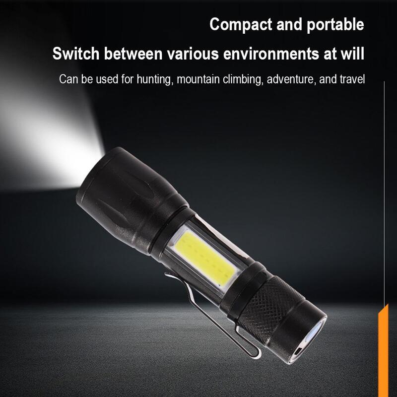 Portátil Camo USB carregamento lanterna, montanhismo ao ar livre, luz forte, alumínio liga, turismo