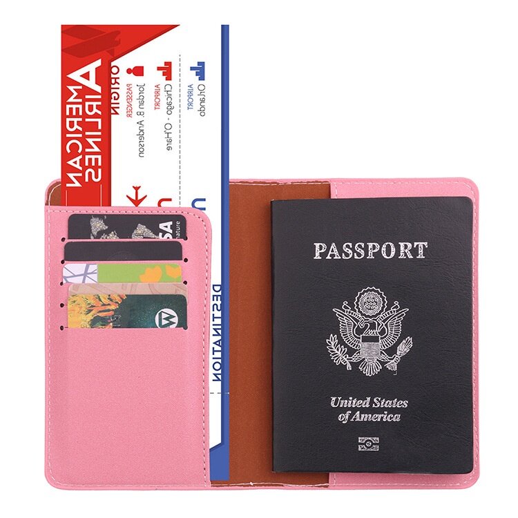 CEXIKA-funda de pasaporte con nombre grabado para hombre y mujer, tarjetero de identificación de crédito, billetera de viaje