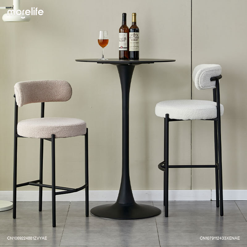 2024 neue Home Cream Style Bar stühle nordische moderne einfache Edelstahl Cafe Barhocker Französisch Designer kreative Theke Stuhl