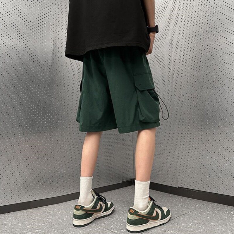 Pantalones rectos de retazos con bolsillo y cintura estable para hombre, ropa informal a la moda, novedad de verano, 2024