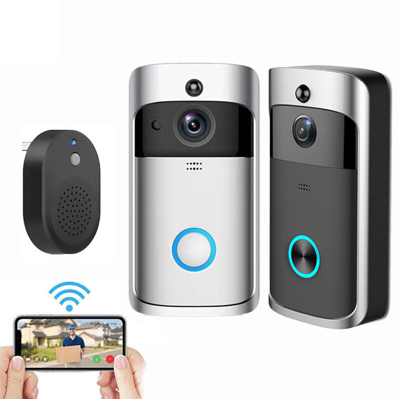 Smart V5 Video Doorbel Draadloze Wifi Beveiliging Deurbel Visuele Afstandsbediening Thuis Monitor Nachtzicht Intercom Deur Telefoon Geen Batterij