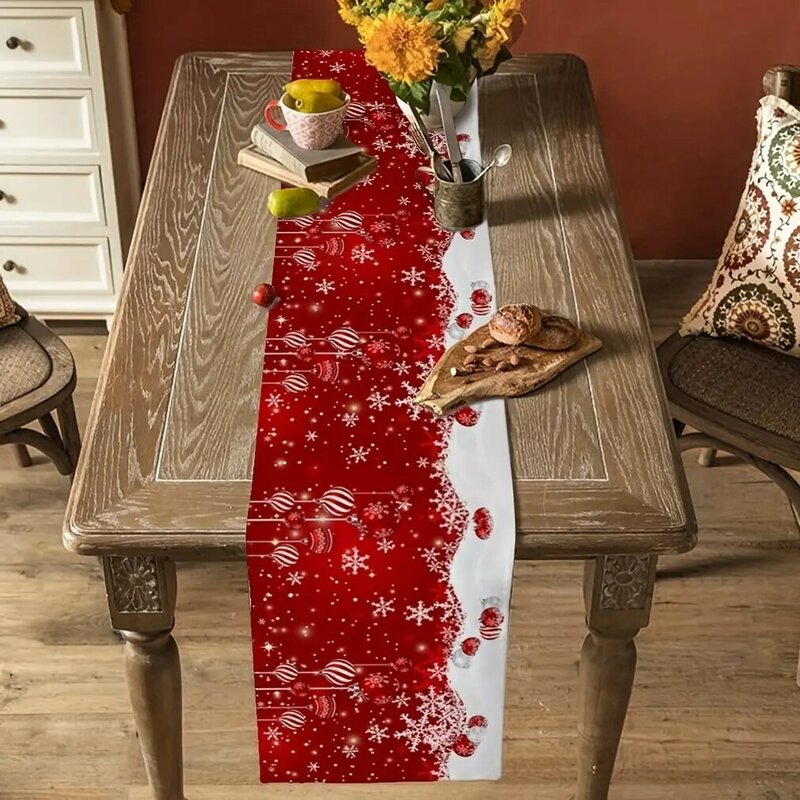 Weihnachten Tisch läufer Polyester Weihnachten Tisch fahne Abdeckung Frohe Weihnachten Dekorationen für Zuhause Neujahr Tischdecke