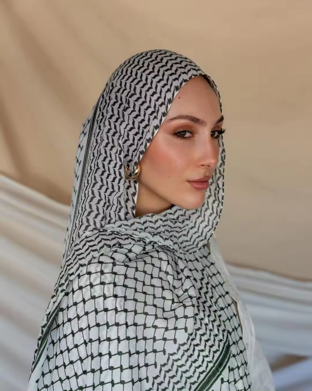Szyfon z nadrukiem Keffiyeh dla muzułmańskich pań hidżab Keffiyeh palestyński wysokiej jakości hidżab szalik 185x70cm