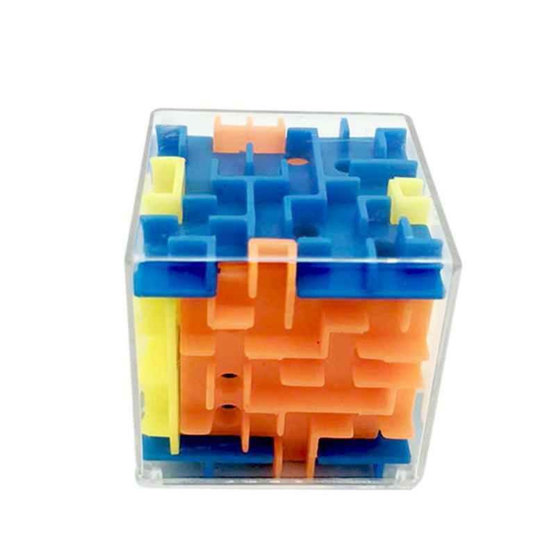 3D Mini labirynt zabawki do gry w piłkę sześciostronne przezroczyste Puzzle prędkość tocząca się piłka gra nauka o równowadze mózgu zabawki edukacyjne dla dzieci