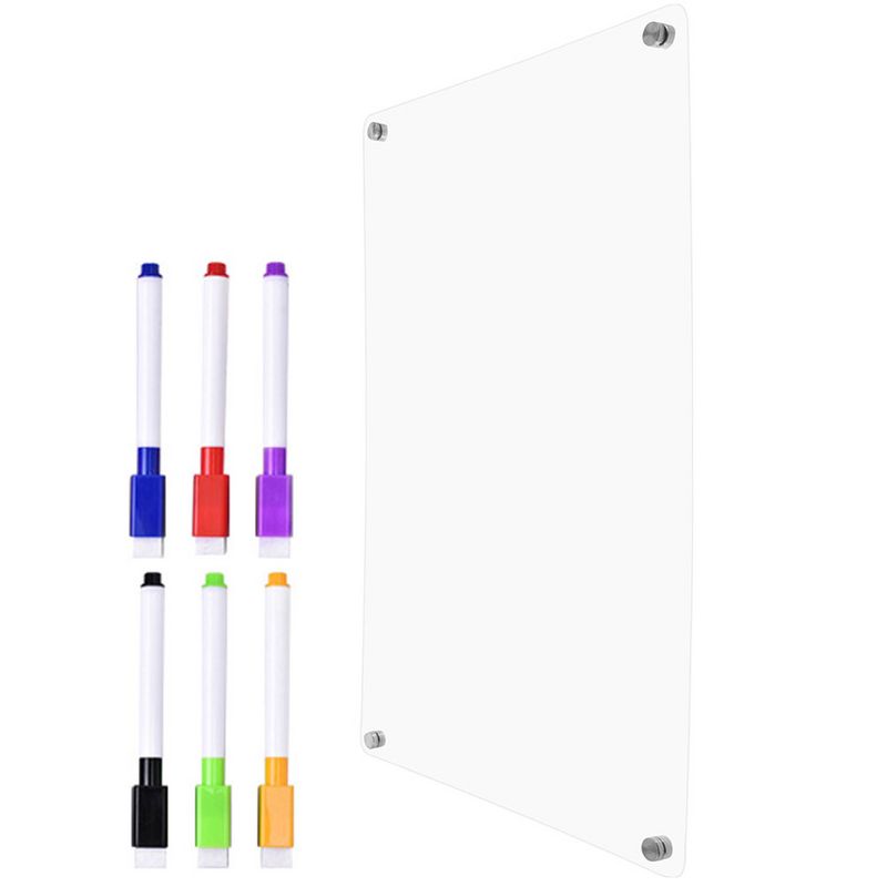 Clear Dry Erase Whiteboard, Almofada magnética da lista do mantimento, Atração da parede do refrigerador, Calendário acrílico