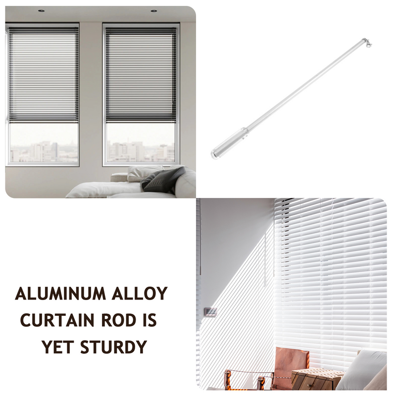Tongkat gorden aluminium Aloi, batang tarik batang tirai jendela Manual tirai hitam
