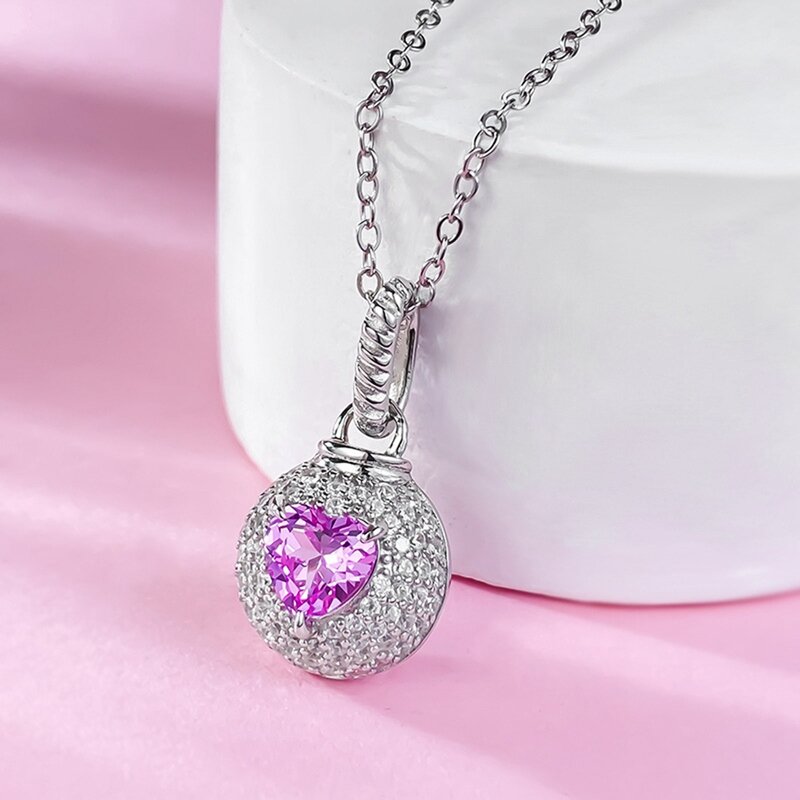 Vinregem 6MM Heart Cut Lab Created Sapphire Gemstone Luksusowe naszyjniki wisiorek dla kobiet 100% 925 Sterling Silver Fine Jewelry