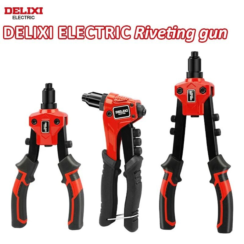 DELIXI-pistola de remache eléctrica Manual, profesional, de tracción, ergonómica y de palanca alta, 8 pulgadas, 10 pulgadas, 12 pulgadas