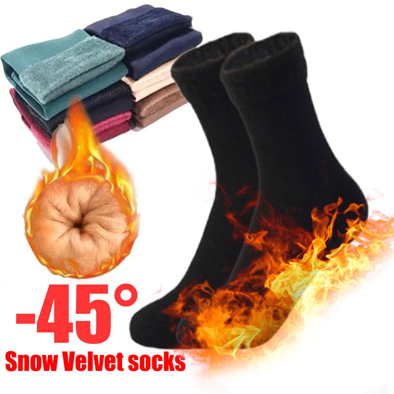 Meias curtas quentes grossas para mulheres, meias térmicas de cashmere, botas de veludo de neve de nylon, inverno, novo, 10 pares