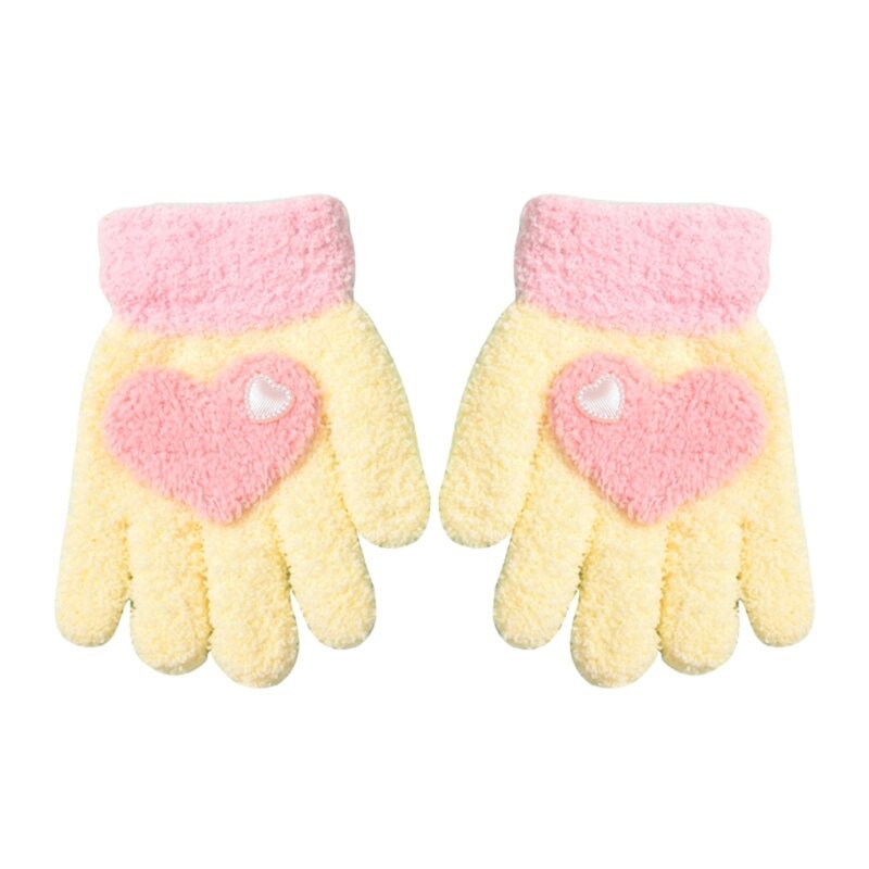 Warm Gloves with Heart Pattern Flexible & Durable Gloves Fashionable & Warm Winterproof Gloves for Active Kids Gift