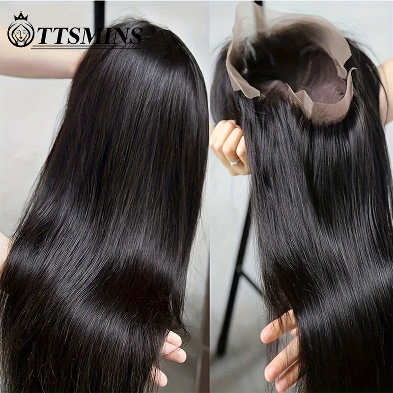 Osso Straight Lace Front Wig para Mulheres Negras, brasileiro, 13x4 Lace Frontal Preplucked Perucas, cabelo do bebê, cabelo humano 180%, 30 ", 34"