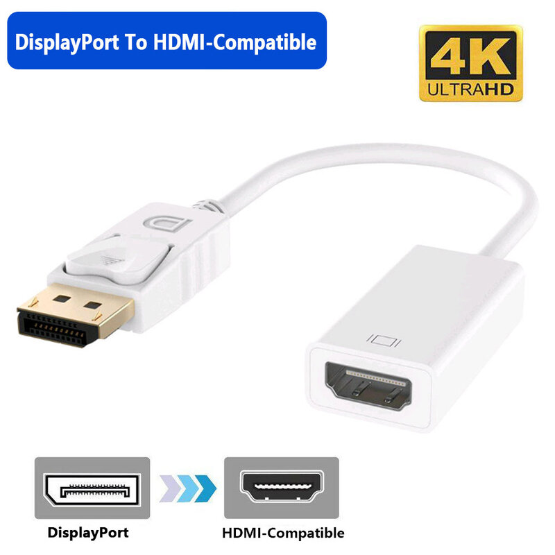 DP DisplayPort Ke HDMI Kompatibel Adaptor HD TV Connecto Converter Video 2K 4K 1080P untuk PC Desktop Laptop TV Monitor Proyektor