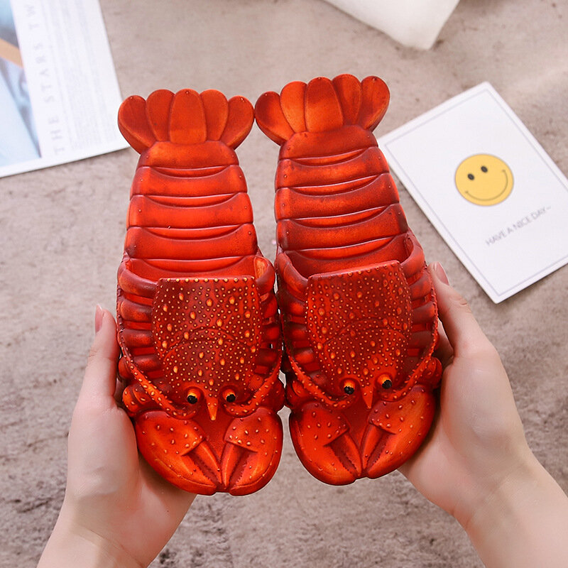 Rodzinne klapki z homarem śmieszne kreatywne modne pantofle prysznic na plaży na co dzień Unisex duży rozmiar miękkie klapki domowe