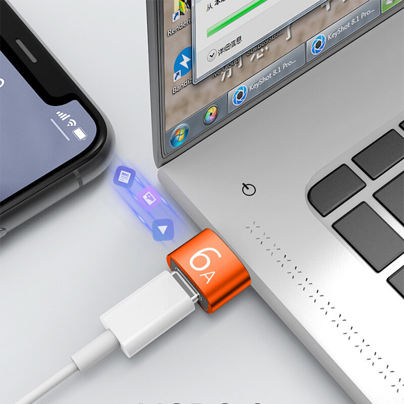 Konverter USB Tipe C Ke USB 3.0 OTG, Adaptor USB C Betina Ke USB Jantan untuk MacBook Pro Samsung S20 Xiaomi Huawei USBC Konektor OTG 6A