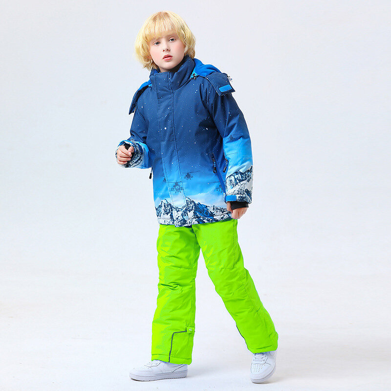 -30℃ Children's ski suit snow set cross-country 100-160cm 5 6 7 8 9 10 11 12 13 14 15 years boys girls Off road Warm waterproof