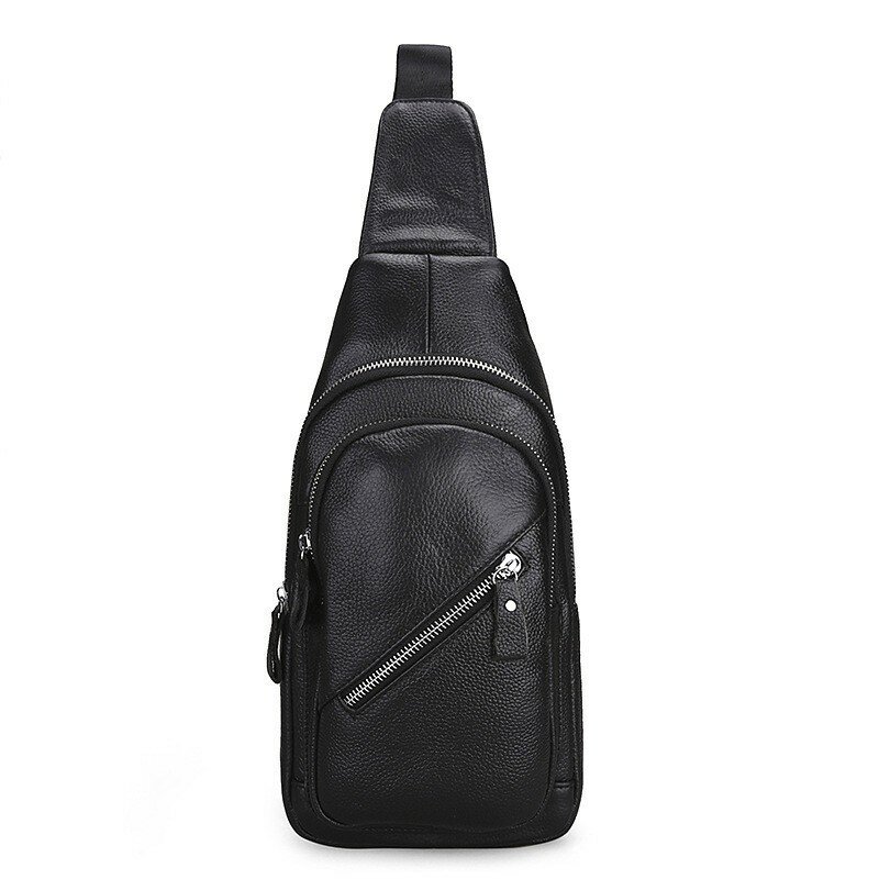 Men's Genuine Leather Chest Bag Retro Shoulder Bag Crossbody Bag