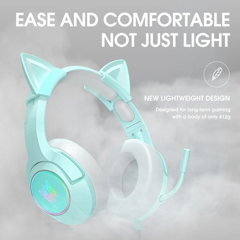 ONIKUMA – écouteurs de jeu K9, couleur bleue, avec lumière RGB dynamique, Microphone rétractable, casque d'écoute, pour PC