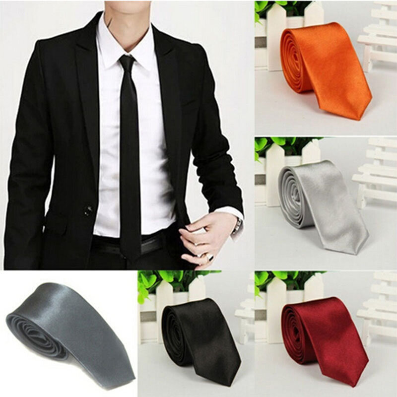 5 Colors 1pc Casual Slim Plain Mens Solid Skinny Neck Party Wedding Tie Silk Necktie Hot Sale