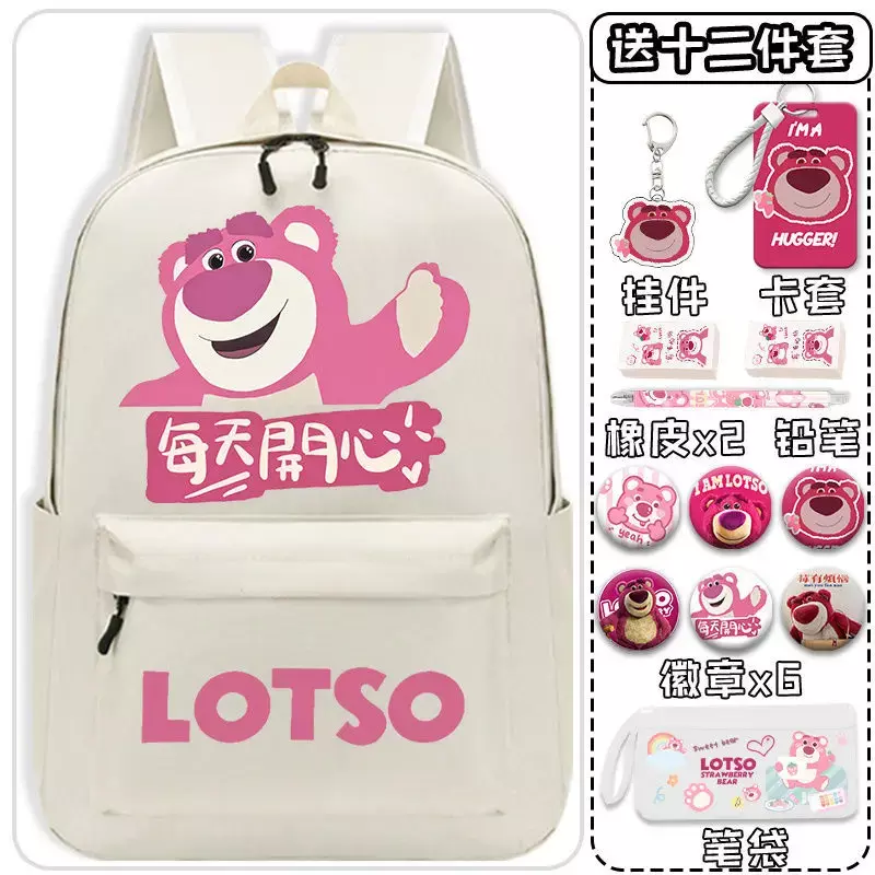 Sanrio-mochila escolar de dibujos animados de oso de fresa, mochila ligera de gran capacidad para estudiantes, hombres y mujeres, niños, nuevo