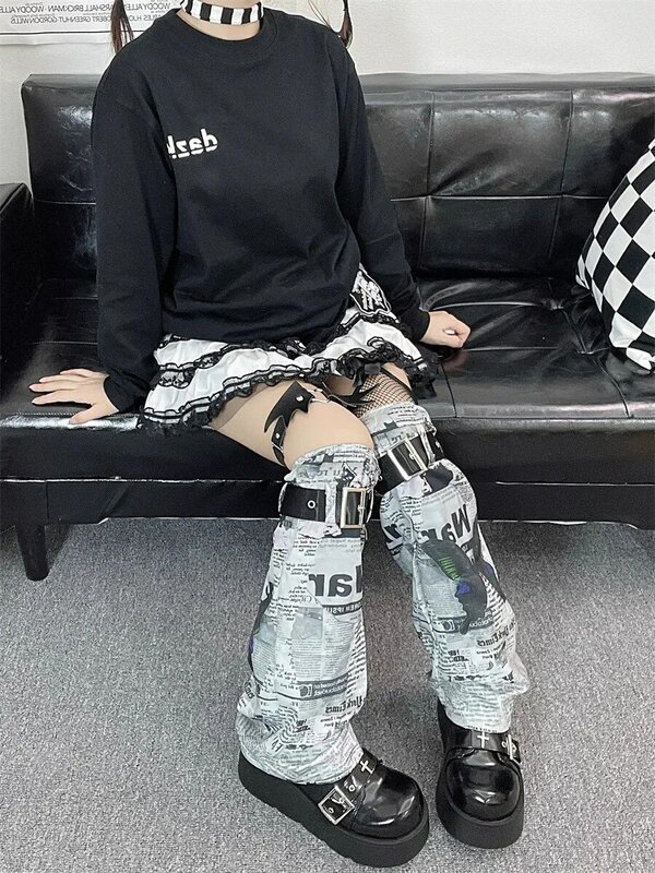 Y2k Millennial Girl Butterfly Print Punk Subculture Harajuku Leg Sleeves Fashion Cosplay Knee Sleeve Legs Socks Warmer