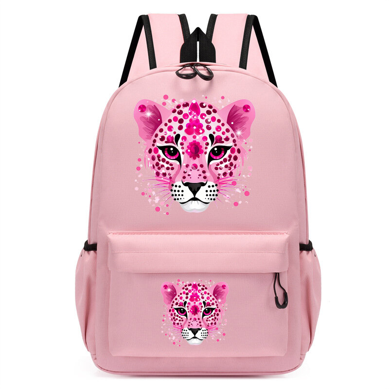 Children Bagpack Beautiful Leopard Print Backpack Kindergarten Schoolbag Kids Cartoon Anime Pink Girl Bookbag Travel Mochila
