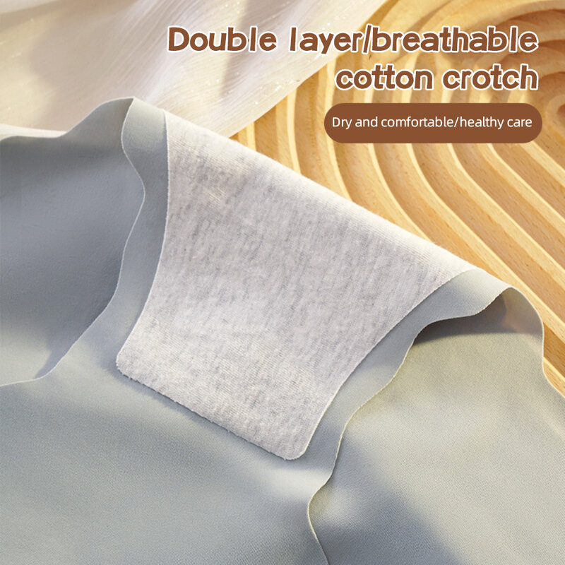 Roupa íntima de seda gelada confortável e respirável para mulheres, design exclusivo da cintura, algodão íntimo popular, tamanho grande, 1pc