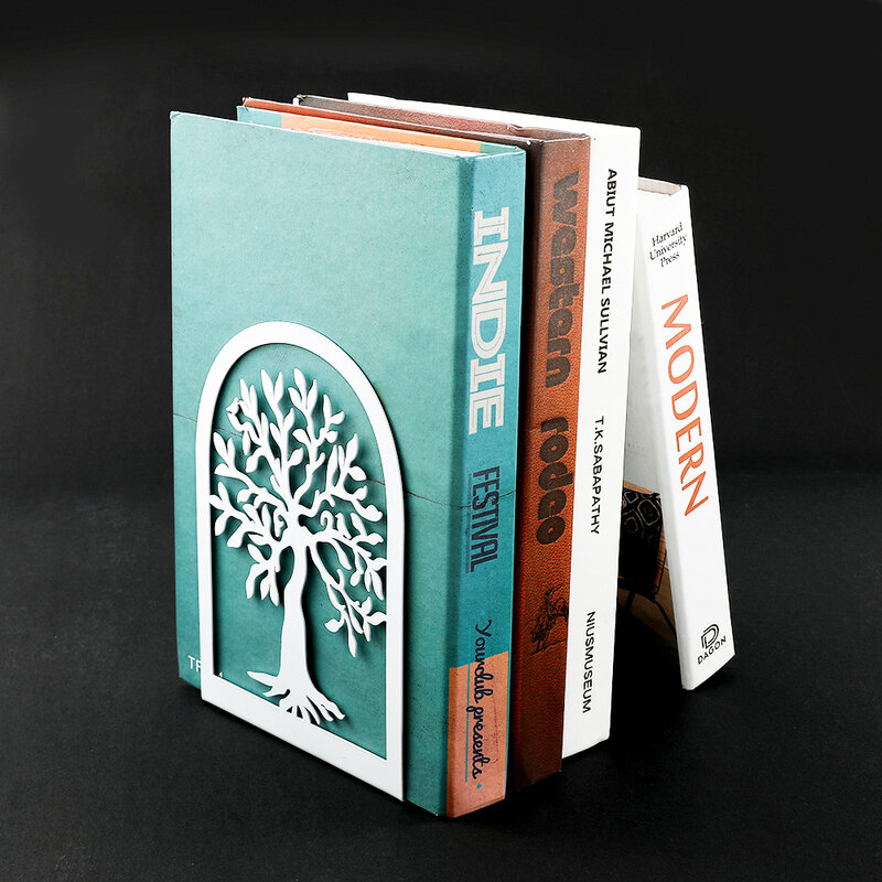 Buku Desktop Pohon Putih berakhir Desktop kantor hadiah Bookend rumah untuk buku cinta kantor Desktop rak buku besi