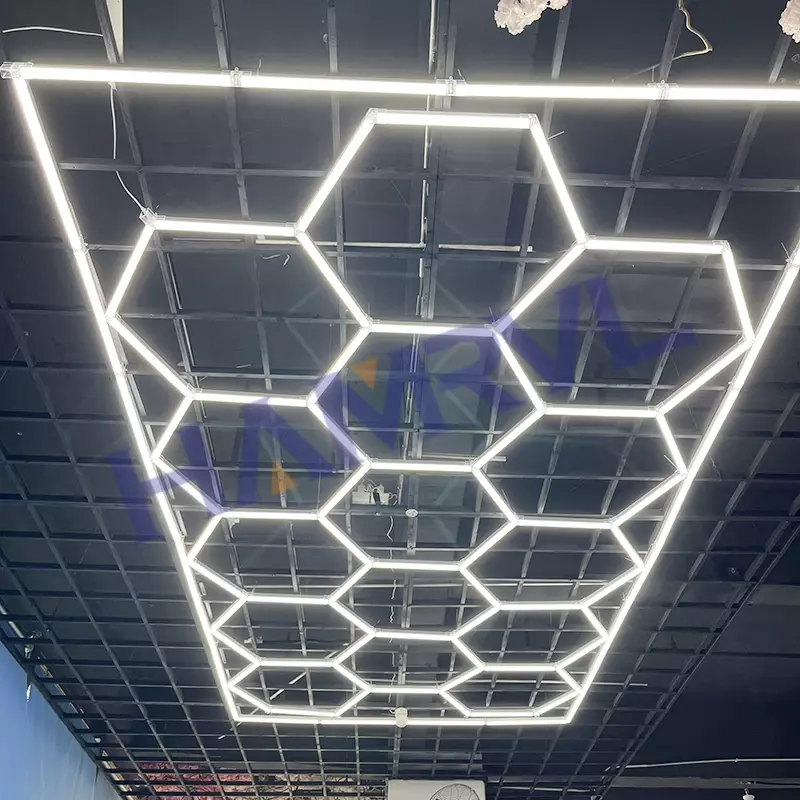 Plafonnier hexagonal en accent d'abeille pour garage, tube LED, éclairage de plafond pour réparation de carrosserie automobile, atelier personnalisé, 110V-240V