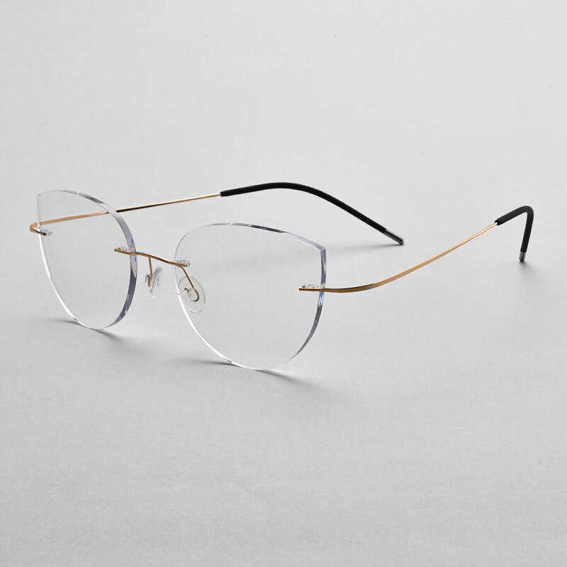 العلامة التجارية تصميم التيتانيوم نظارات للمرأة بدون إطار القط نظارات تصميم وصفة طبية نظارات مكافحة بلو راي فوتوكروميسم عدسة