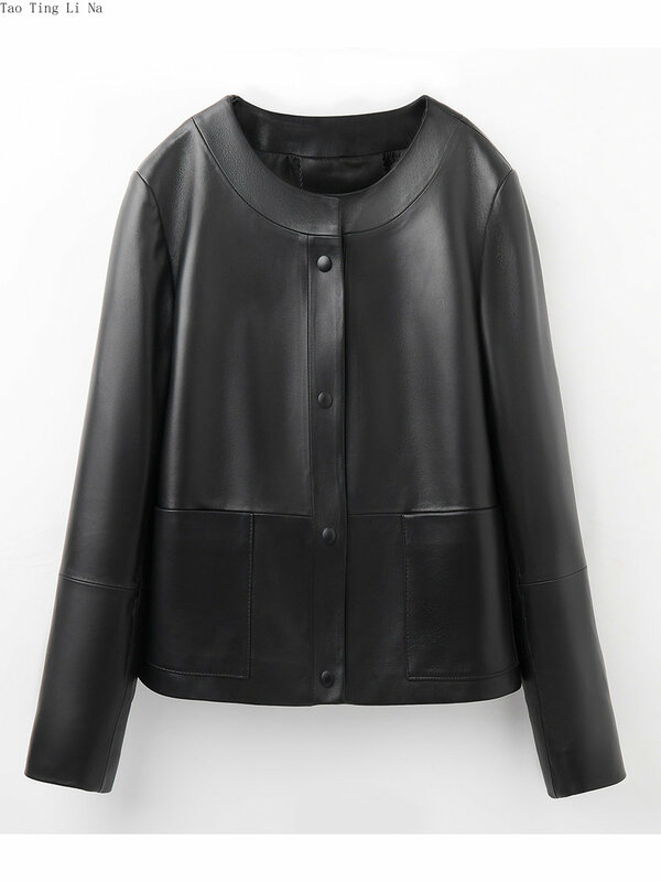2023 cappotto da donna in vera pelle di pecora giacca in vera pelle di montone semplice e Versatile G11