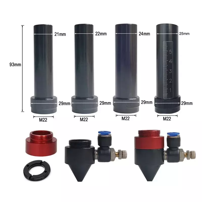 CO2 레이저 헤드 렌즈, 튜브 직경 CO2 레이저 커팅 타각기 렌즈, D20 FL 50.8, 63.5, 101.6mm, 21mm, 22mm, 24mm, 25mm