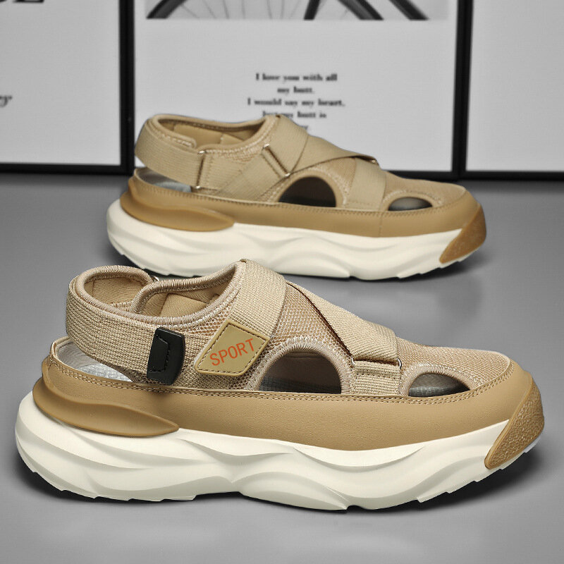 Sandalias informales para hombre, calzado deportivo Baotou a prueba de agua, zapatos de playa con plataforma, para verano