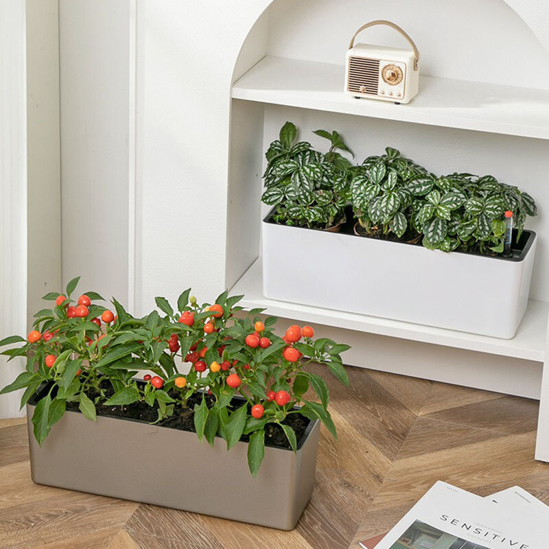Gewächshaus Kunststoff Blumentopf Hydrokultur System Pflanzen Gemüse Selbst Bewässerung Quadratischen Topf Indoor Dekorative Pflanzer für Pflanzen