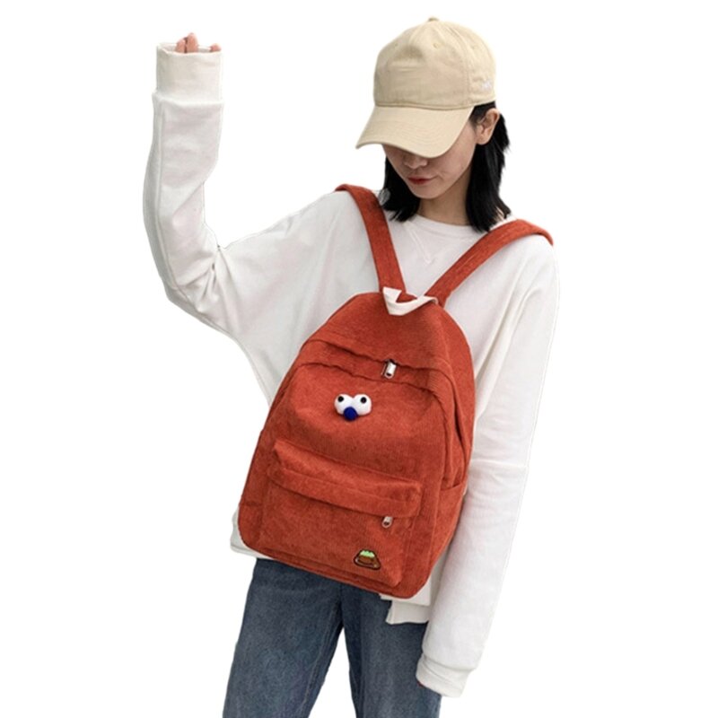 Vielseitiger Cord-Rucksack koreanischen Stil, Rucksack-Schultertasche für Arbeit, Schule und Urlaub