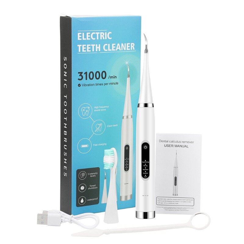 Set detergente per denti elettrico detergente per denti cosmetico per la casa detergente per denti detergente per pietre sbiancante per denti IPX6 impermeabile