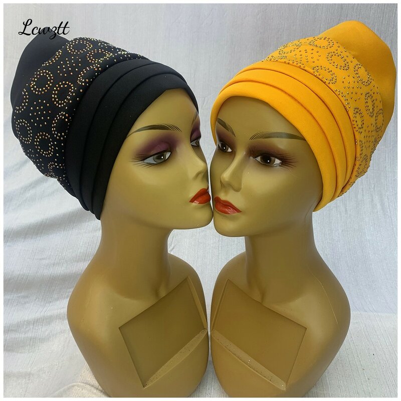 Comfortable Worship Hat Twisted Turban Hats Women Cap Beaded For India Hat Scarfs Head Wrap Headband Girl Hair Accessories Lady