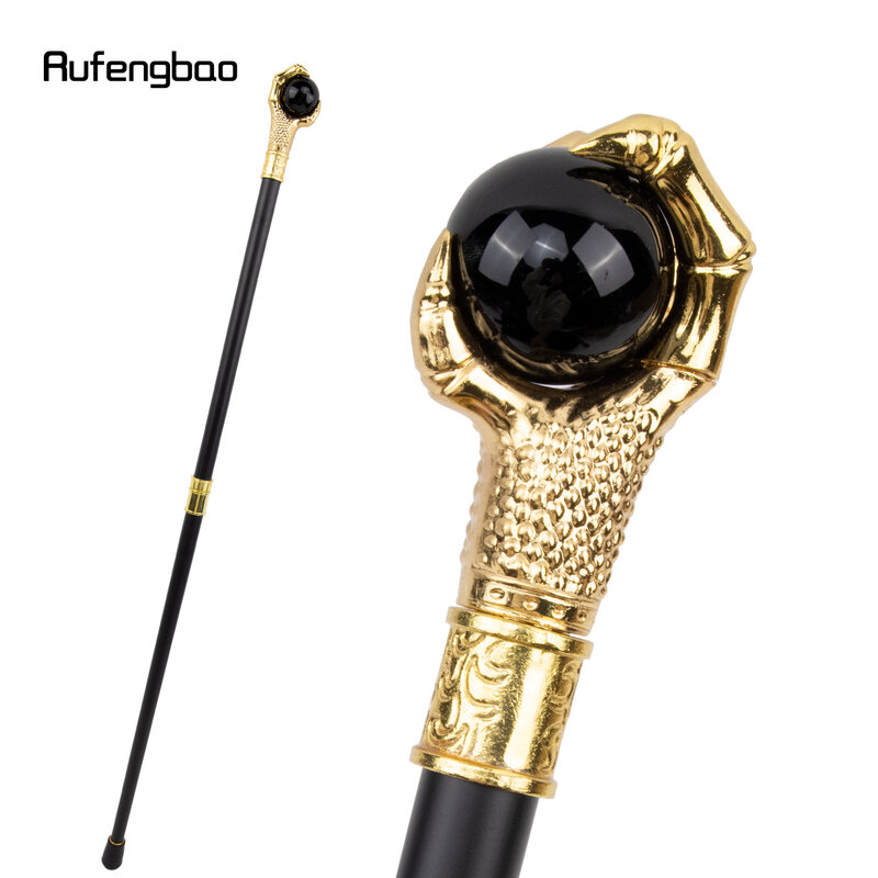 Dragon Claw Grasp Black Glass Ball Golden Walking Cane Fashion Decorative Walking Stick Cosplay Cane Knob Crosier 93cm