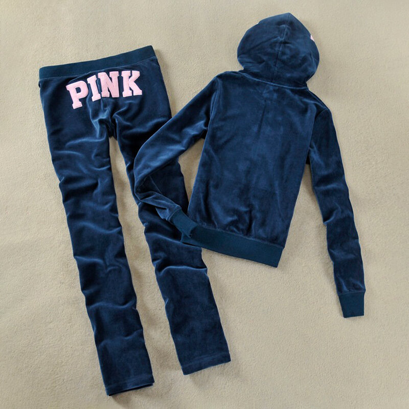 Velour Tracksuit Set 2 Piece Spring Women Sport Suit Letter Embroidery Hoodies+pant Running Jogging Outfits Casual Workout Set
