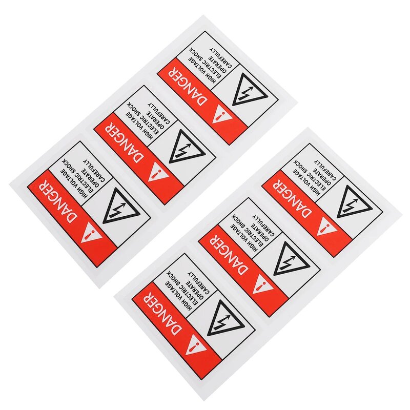 Etiquetas de advertencia de electricidad, calcomanías de papel sintético Pp para valla, 6 piezas