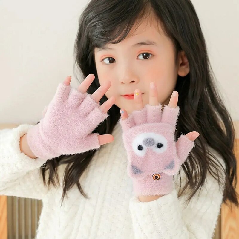 الدب شكل أصابع محبوك القفازات للأطفال ، الكورية نصف اصبع قفازات ، الأطفال غطاء الوجه ، لطيف