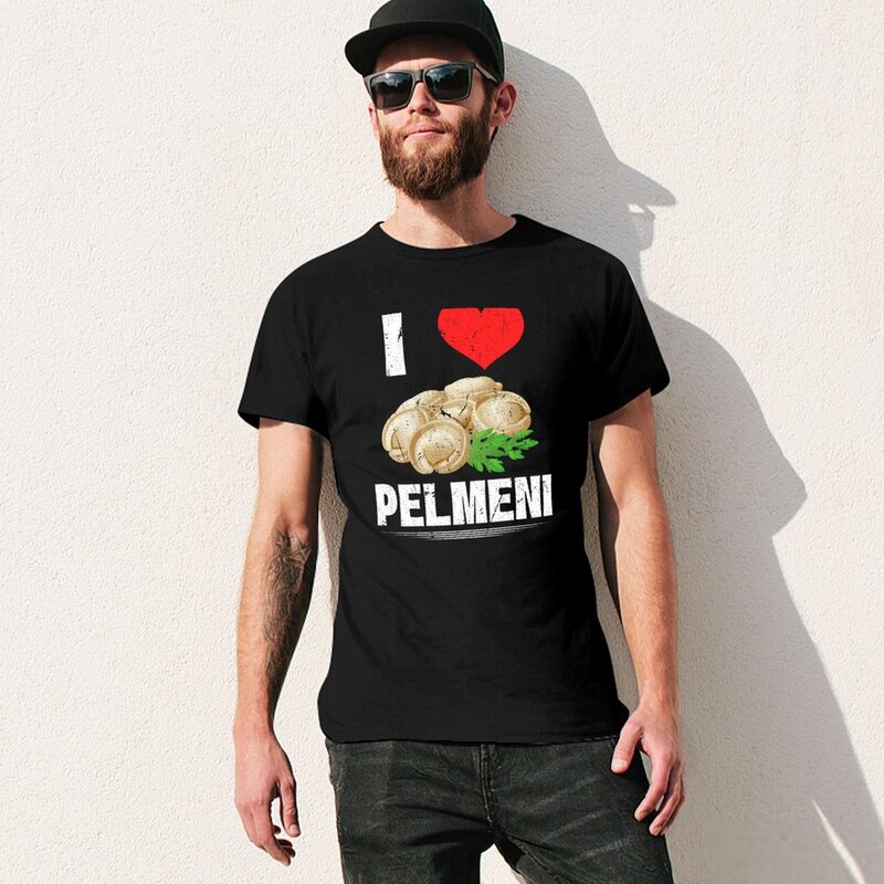 I Love Pelmeni kaus oblong hitam polos polos polos kaus kebanggaan Rusia budaya makanan Rusia