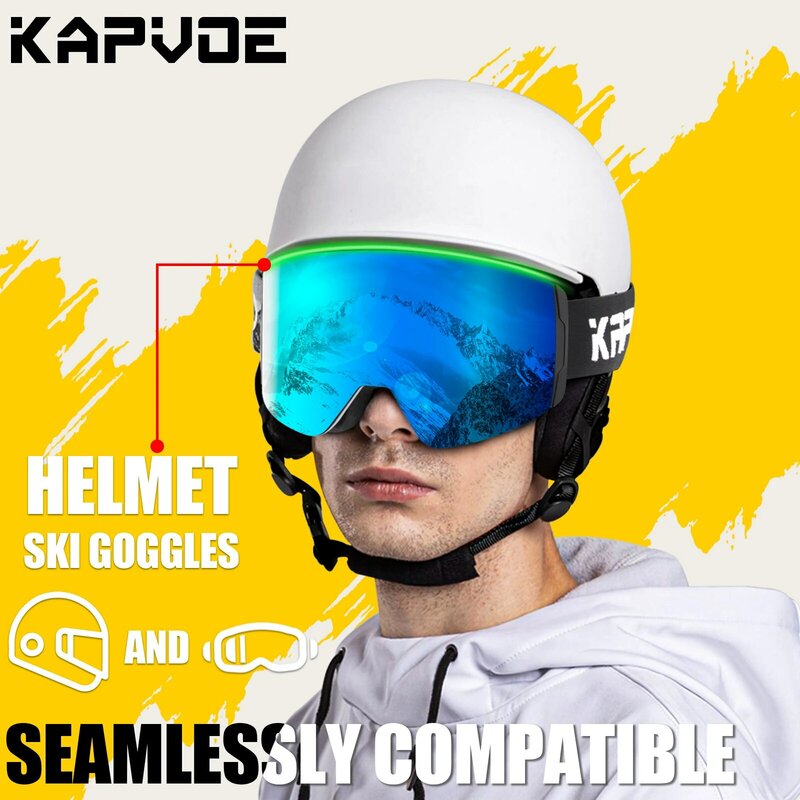 Kapvoe Ski Goggles Double Layers Anti-fog UV400 Snowboard Snow Goggles Snowmobile Glasses Eyewear Outdoor Sport Skiing