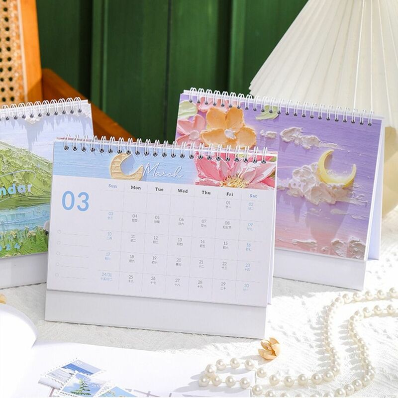 Schedule Planner 2024 Calendar Agenda Organizer Yearly Agenda Standing Flip Calendar Daily Schedule Oil Paintings