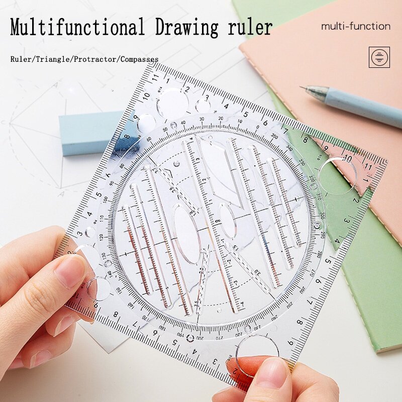 Regla Universal multifuncional, regla giratoria, Círculo de matemáticas, elipse, examen de plantilla, regla paralela triangular, 1 ud.