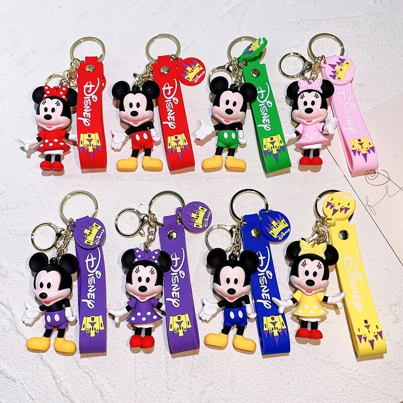 Disney Anime Mickey gantungan kunci kartun Stitch lucu Minnie gantungan kunci tas siswa gantungan kunci mobil Semua cocok hadiah Natal