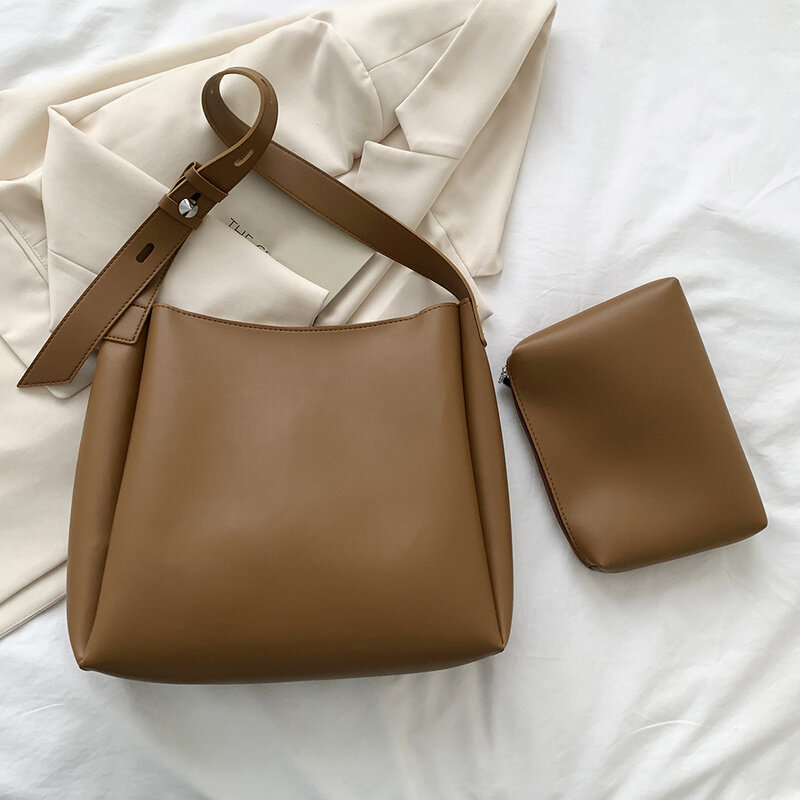حقيبة كتف جلدية مركبة للنساء ، مجموعة محفظة ذات سعة كبيرة ، حقيبة متعددة الاستخدامات ، حقيبة حمل عتيقة ، حقيبة تنقل